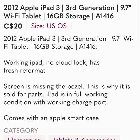 2012 Apple iPad 3 | 3rd Generation | 9.7" Wi-Fi Tablet | 16GB Storage | A1416 - Picture 13 of 13